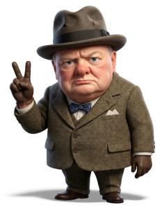 Churchill Historical Character PowerPoint clipart graphic preview.