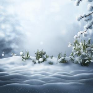 Spring Snow Flowers Background PowerPoint clipart graphic preview.