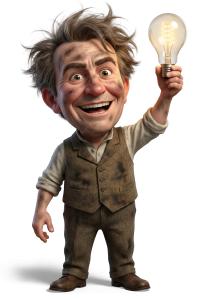 Edison Inspired Innovation Character PowerPoint clipart graphic preview.