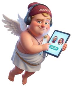 Tech Support Cupid PowerPoint clipart graphic preview.