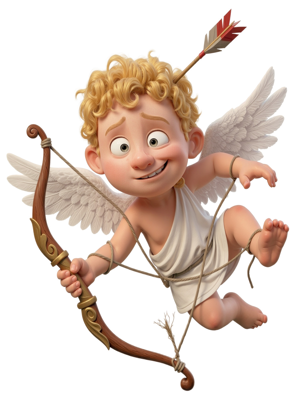 High-resolution clipart illustration of Clumsy Cupid Bow Arrow, designed for seasonal marketing campaigns, corporate event presentations, and holiday promotions.