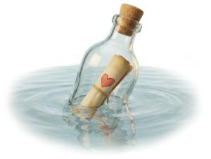 Love Message In A Bottle PowerPoint clipart graphic preview.