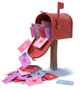Valentine's Day Mailbox PowerPoint clipart graphic preview.