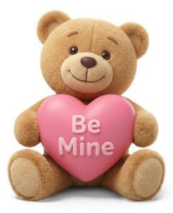Valentine Teddy Bear PowerPoint clipart graphic preview.