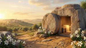 Easter Sunday Empty Tomb PowerPoint clipart graphic preview.