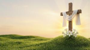 Easter Sunrise Cross PowerPoint clipart graphic preview.