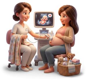 Nurse Ultrasound Pregnancy PowerPoint clipart graphic preview.