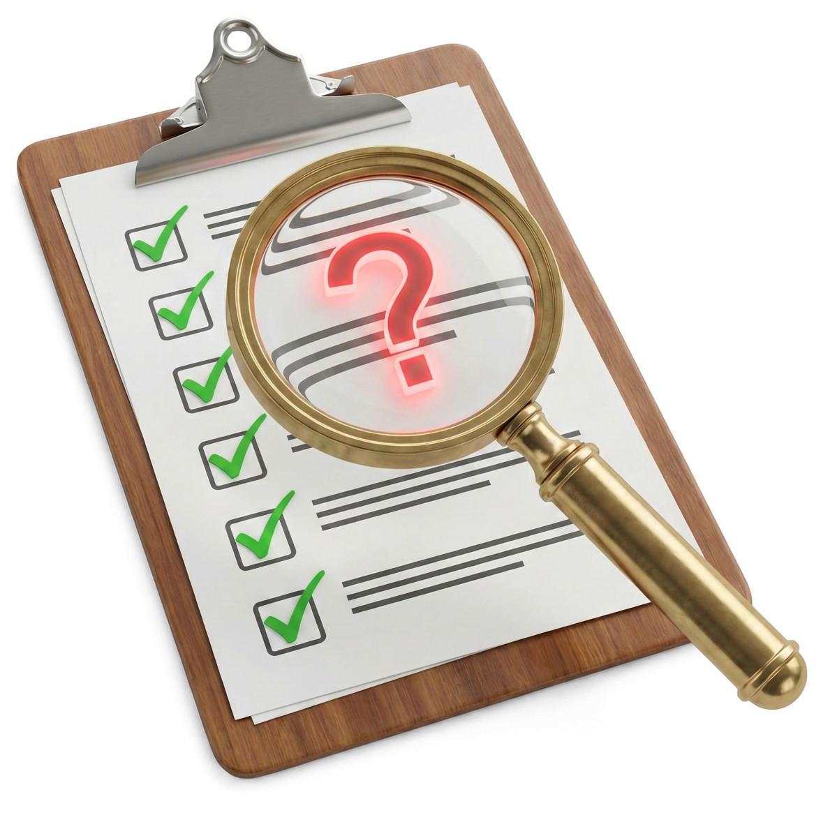 High-resolution clipart illustration of Inspection Audit Question, designed for corporate operations tracking, strategic business execution, and professional reporting.