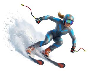 Female Alpine Skier PowerPoint clipart graphic preview.