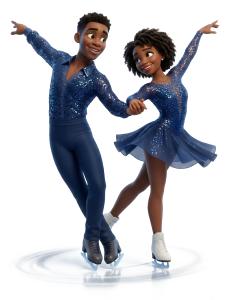 Couple Skaters PowerPoint clipart graphic preview.