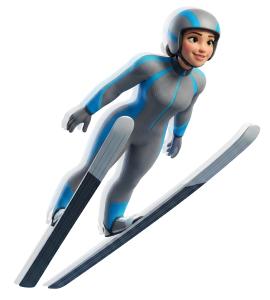 Female Ski Jumper PowerPoint clipart graphic preview.