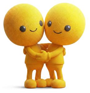Emoji Characters Hugging PowerPoint clipart graphic preview.
