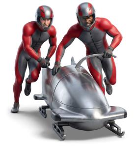 Two Person Male BobsledTeam PowerPoint clipart graphic preview.