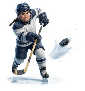 Female Hockey Player PowerPoint clipart graphic preview.