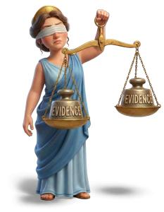 Lady Justice Weights Evidence PowerPoint clipart graphic preview.