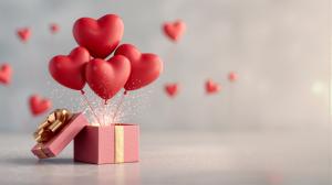 Valentine's Day Gift Balloons PowerPoint clipart graphic preview.