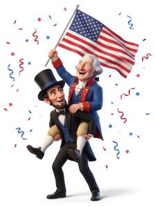 Presidents Day Piggyback Ride PowerPoint clipart graphic preview.