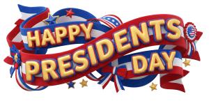 Happy Presidents Day Text PowerPoint clipart graphic preview.