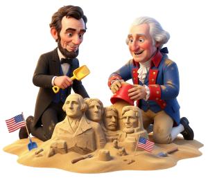 Presidents Day Sandcastle PowerPoint clipart graphic preview.