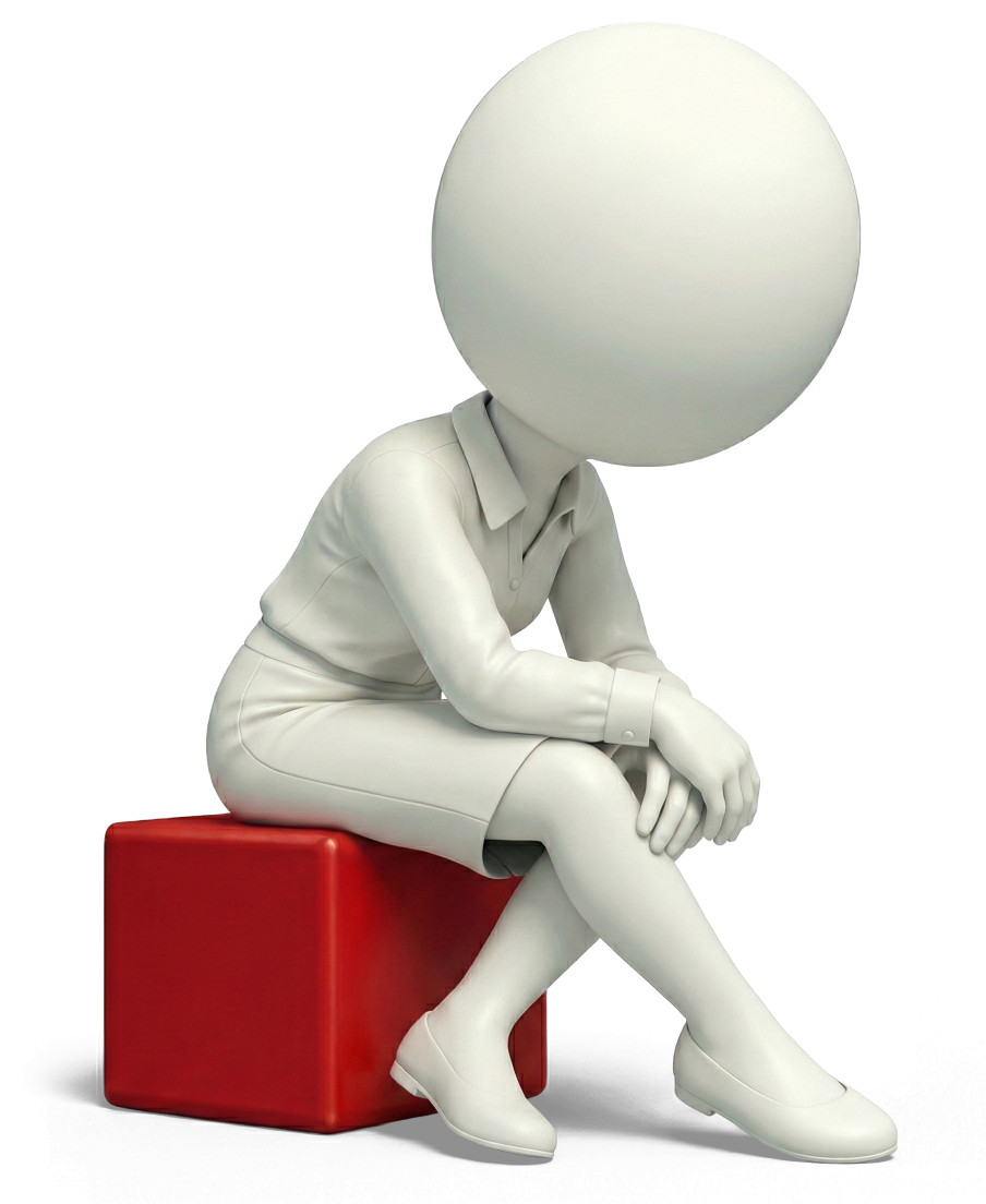 High-resolution clipart illustration of Female Figure Thinking, designed for corporate project kickoff meetings, creative strategy brainstorming, and innovative product development pitches.