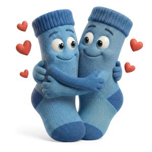 Matching Socks Hug PowerPoint clipart graphic preview.
