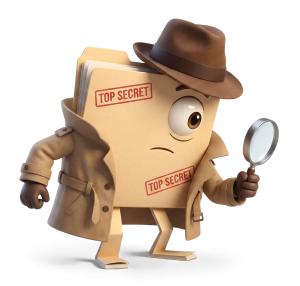 File Search Detective Character PowerPoint clipart graphic preview.