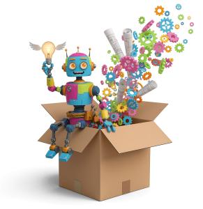 Thinking Outside The Box PowerPoint clipart graphic preview.
