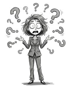 Business Woman Has Questions PowerPoint clipart graphic preview.