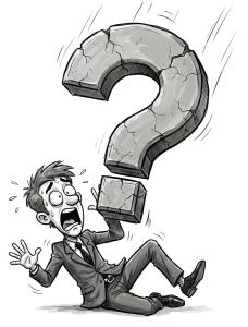 Crushed By Question PowerPoint clipart graphic preview.
