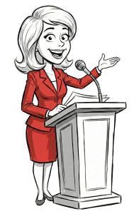 Business Woman Presenter PowerPoint clipart graphic preview.