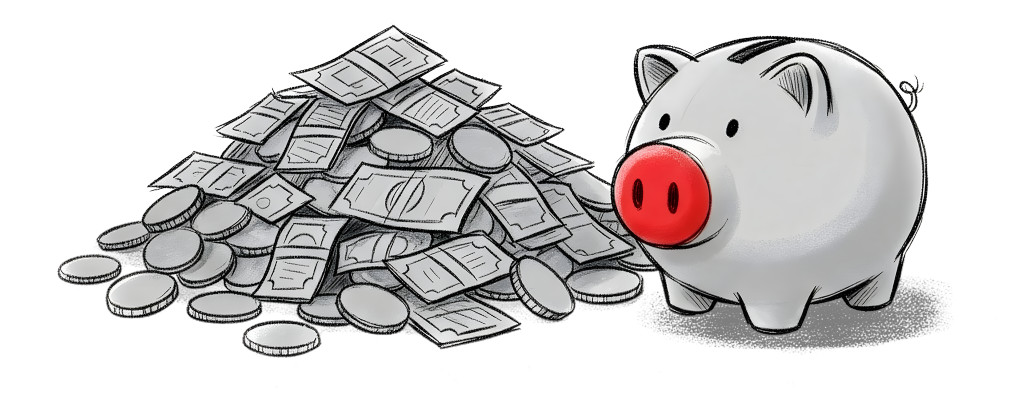 High-resolution clipart illustration of Piggy Bank By Money, designed for corporate operations tracking, strategic business execution, and professional reporting.