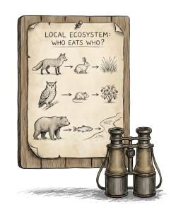 Illustrated Ecosystem Food Chain PowerPoint clipart graphic preview.