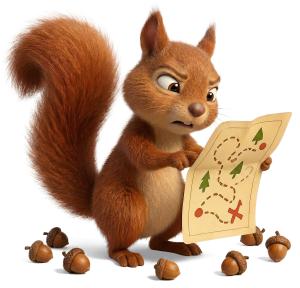 Squirrel Lost Nuts PowerPoint clipart graphic preview.