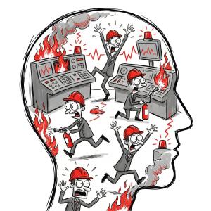 Panic Anxiety Out of Control Brain PowerPoint clipart graphic preview.
