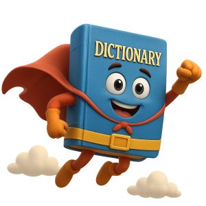 Superhero Dictionary Flying PowerPoint clipart graphic preview.