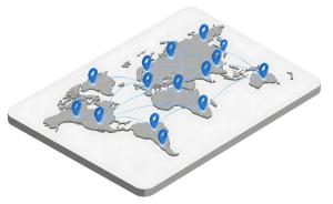 Global Connections World Map PowerPoint clipart graphic preview.