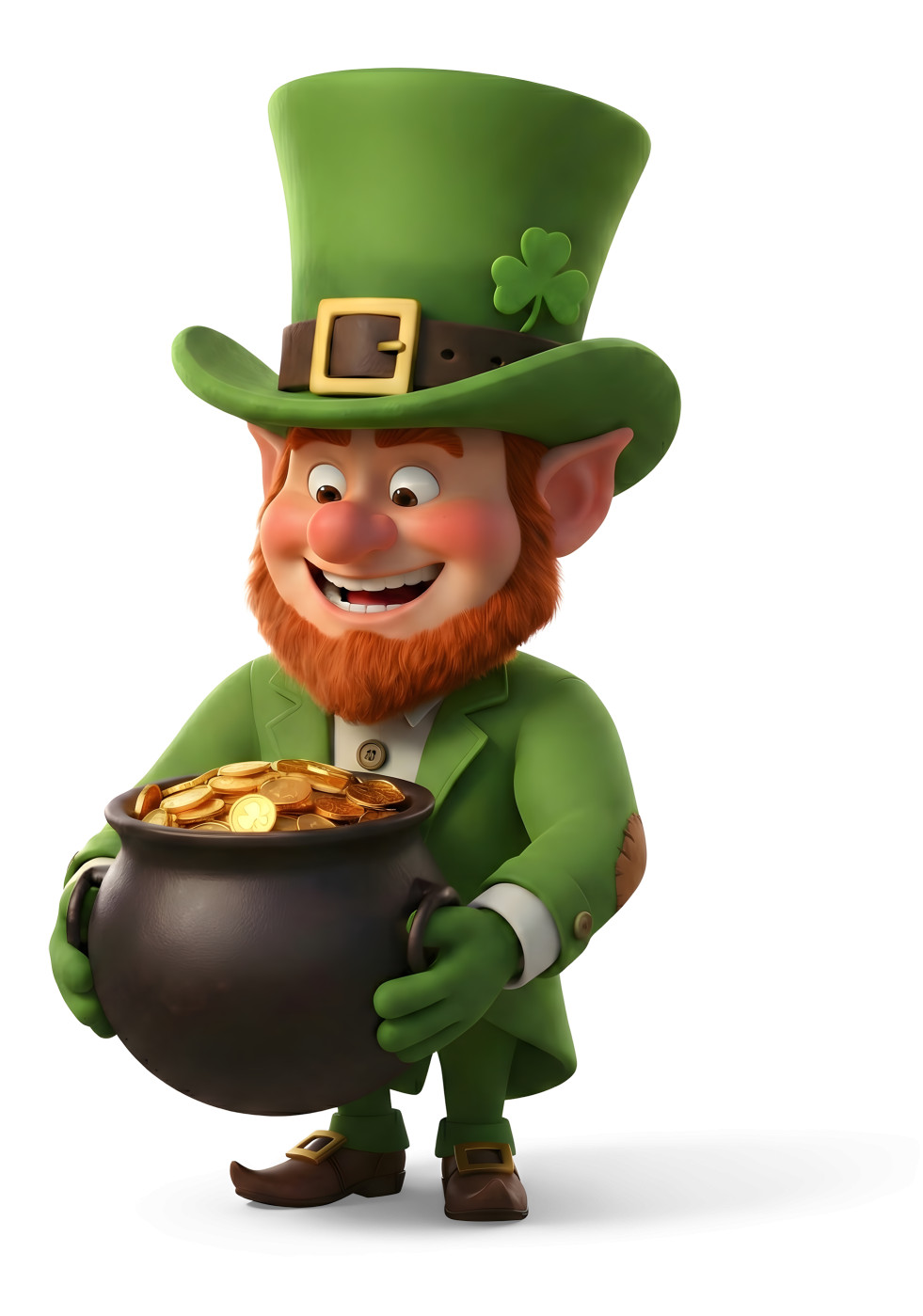 High-resolution clipart illustration of Leprechaun Holding Gold, designed for seasonal marketing campaigns, corporate event presentations, and holiday promotions.