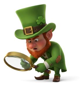 Leprechaun Magnify Glass PowerPoint clipart graphic preview.