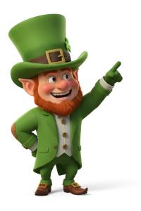 Leprechaun Pointing PowerPoint clipart graphic preview.