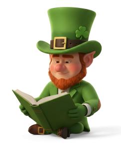 Leprechaun Reading PowerPoint clipart graphic preview.