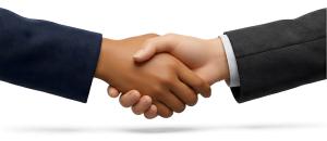 Businesswoman Handshake PowerPoint clipart graphic preview.