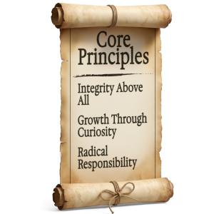 Core Principles Unrolled Scroll Customizable PowerPoint clipart graphic preview.