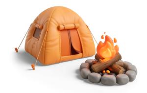 Campsite Fire PowerPoint clipart graphic preview.