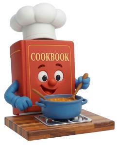 Aniamted Cookbook Cooking in Kitchen PowerPoint clipart graphic preview.