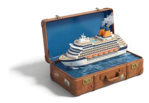 Suitcase Destination Cruise PowerPoint clipart graphic preview.
