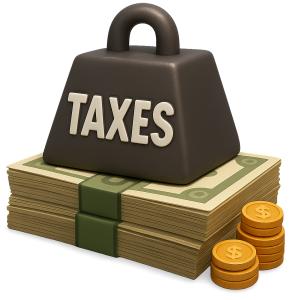 Heavy Tax Burden PowerPoint clipart graphic preview.