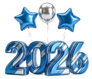 2026 Star Balloon PowerPoint clipart graphic preview.