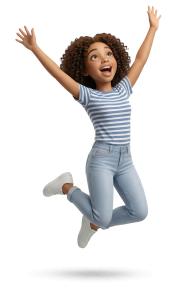 Marcie Girl Celebration Jump PowerPoint clipart graphic preview.