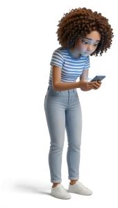 Marcie Girl Phone Zone Out PowerPoint clipart graphic preview.