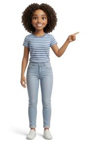 Marcie Girl Pointing Side PowerPoint clipart graphic preview.